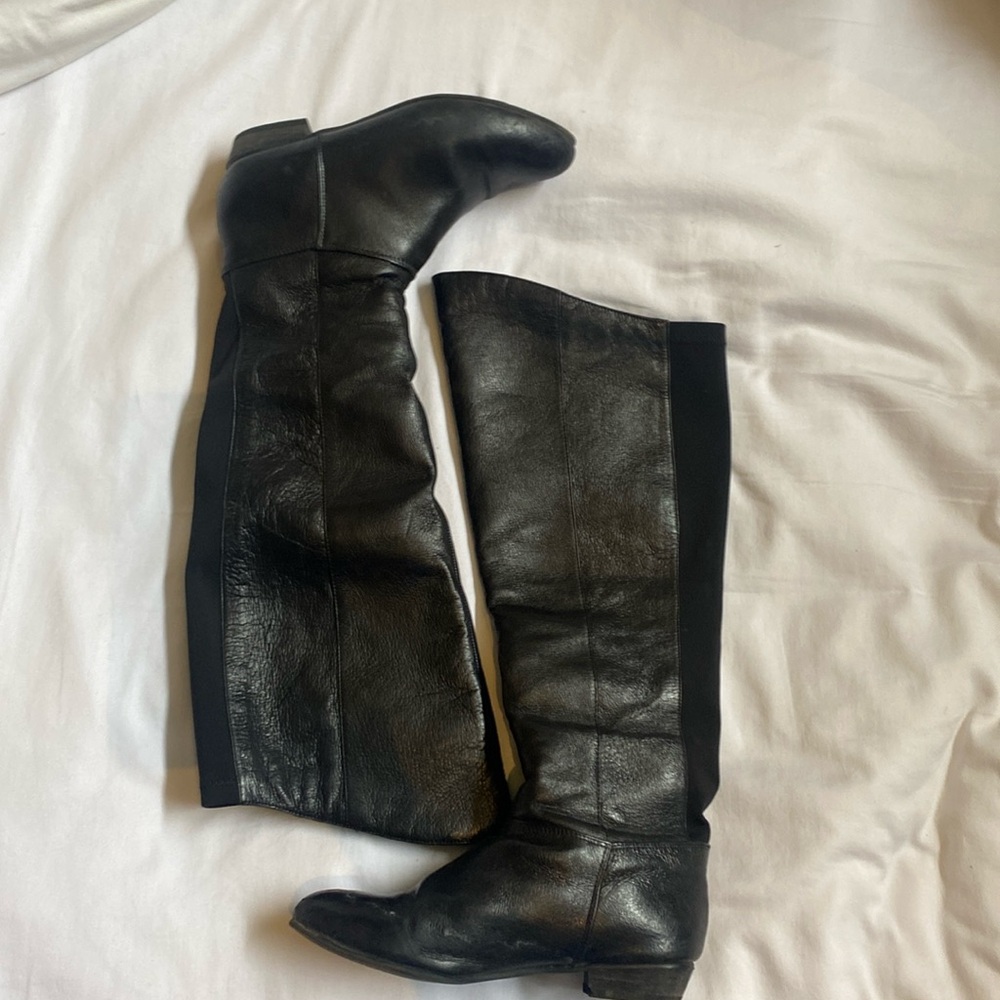 Black knee high boots, stretchy calf